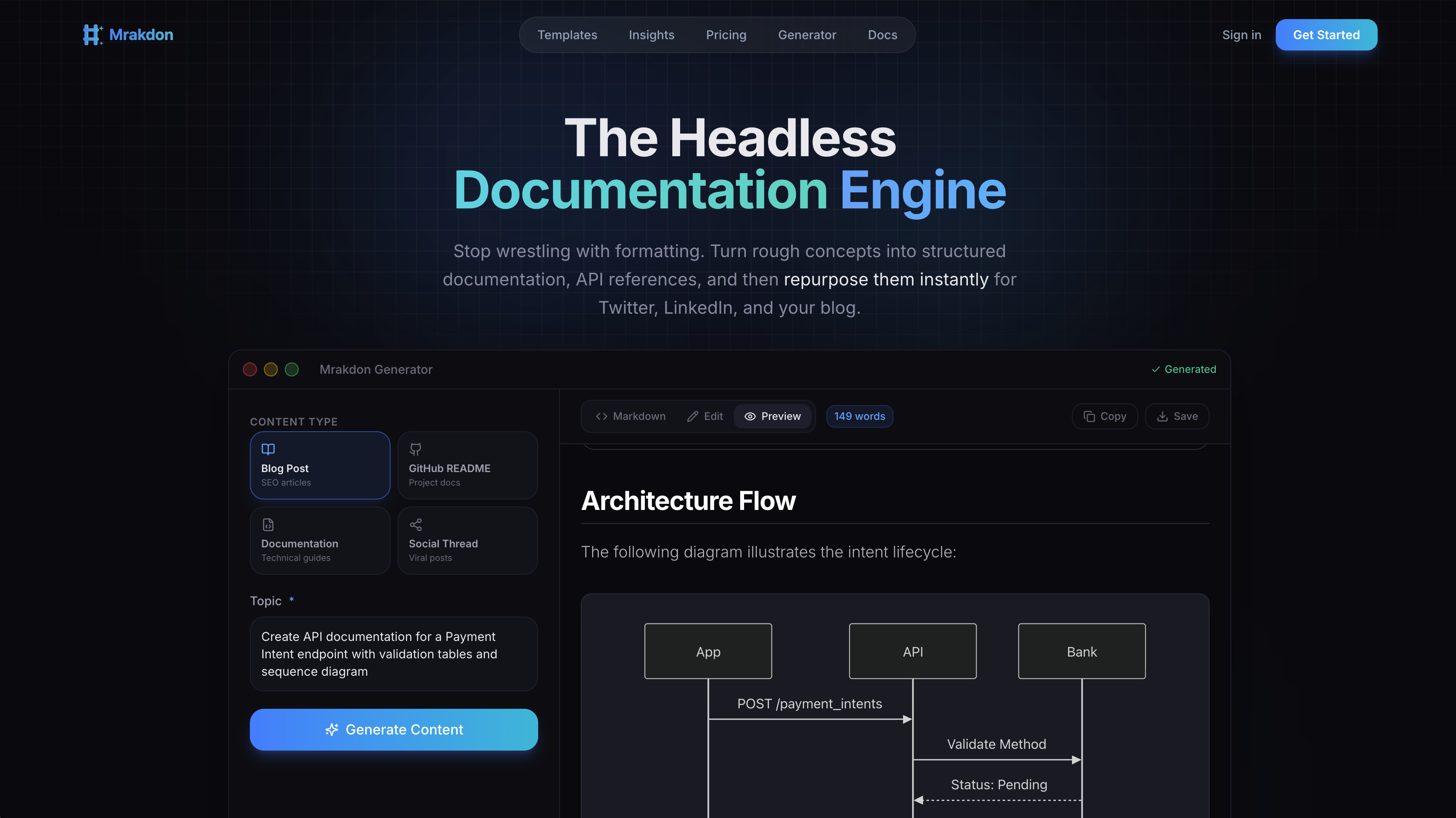 Mrakdon | AI Markdown Content Generator & Editor